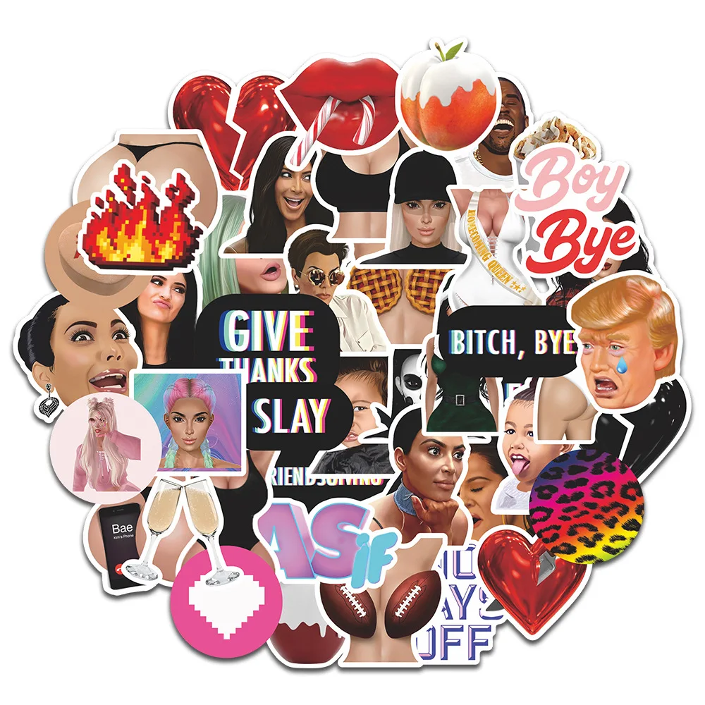 TD ZW 44Pcs American Sexy Kardashian Stickers For Suitcase Skateboard Laptop Luggage Fridge Phone Car Styling DIY Decal Sticker - купить по