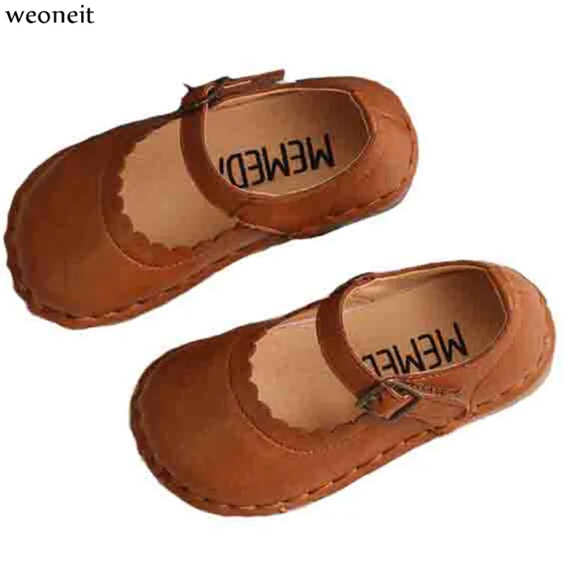 Демисезонные детские черные коричневые кожаные туфли Weoneit танцевальные