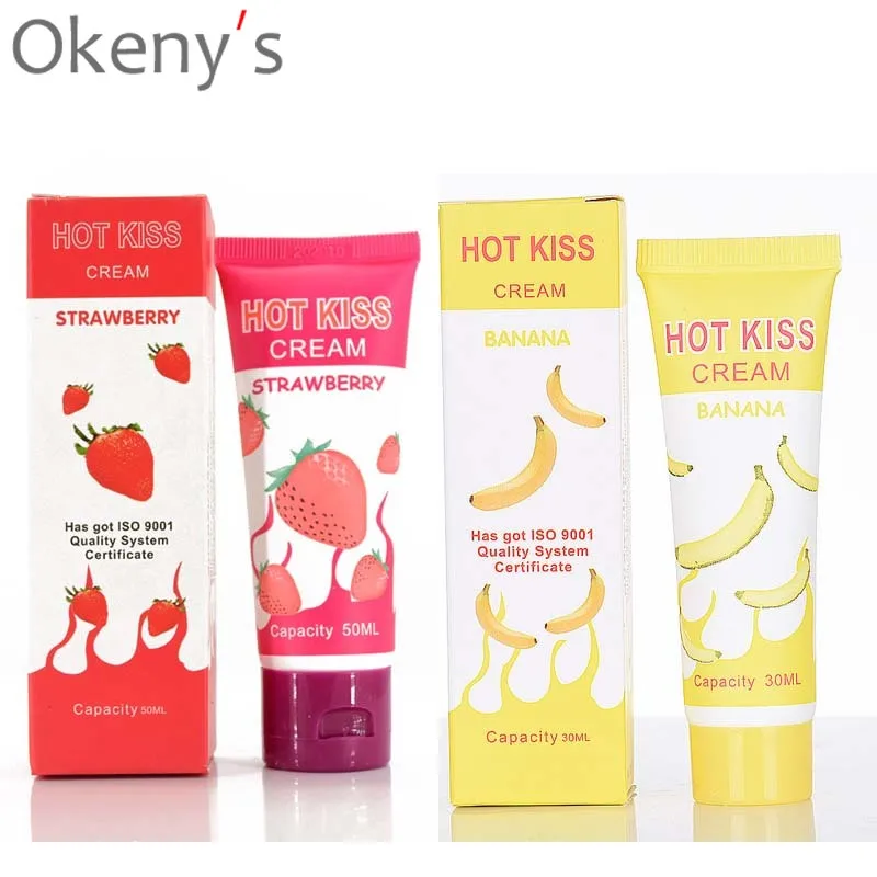 Лубрикант HOT KISS с банановым кремом клубничным интимная смазка масло для массажа
