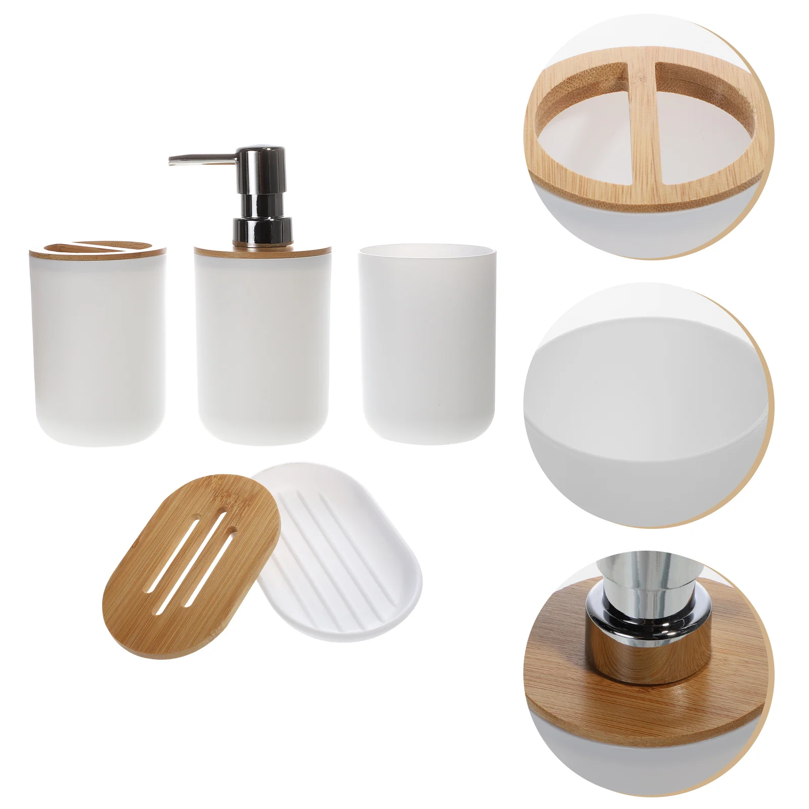 

1 Set Soap Plates Emulsion Bottles Toothbrush Cups Bathroom Supplies (White)