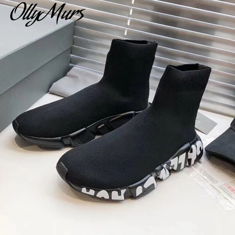 

Мужские и женские спортивные носки ollyрекс, черно-белые эластичные вязаные носки для тренировок, повседневная спортивная обувь для бега с вы...