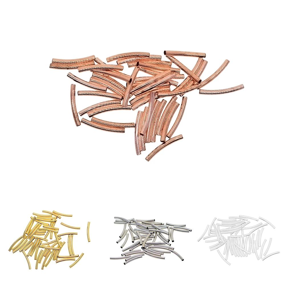 

Wholesale 50 Pieces Straight Curved Tube Loose Spacer Beads DIY Bracelet 25x3mm