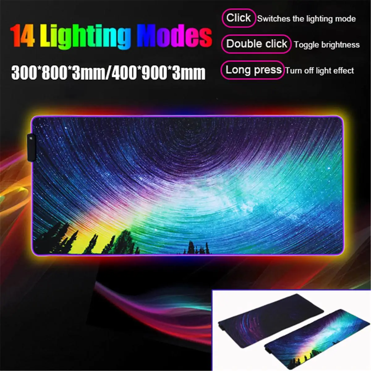 

Large Colorful Led Lighting Keyboard Mat RGB Mouse Pad Anti-slip Mouse-pad Computer Laptop Desk Pad Game Mat For Office Home