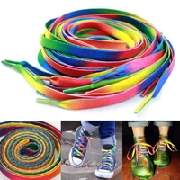 110cm rainbow multi colors flat sports shoe laces shoelaces strings strap for sneakers unisex rainbow shoelaces