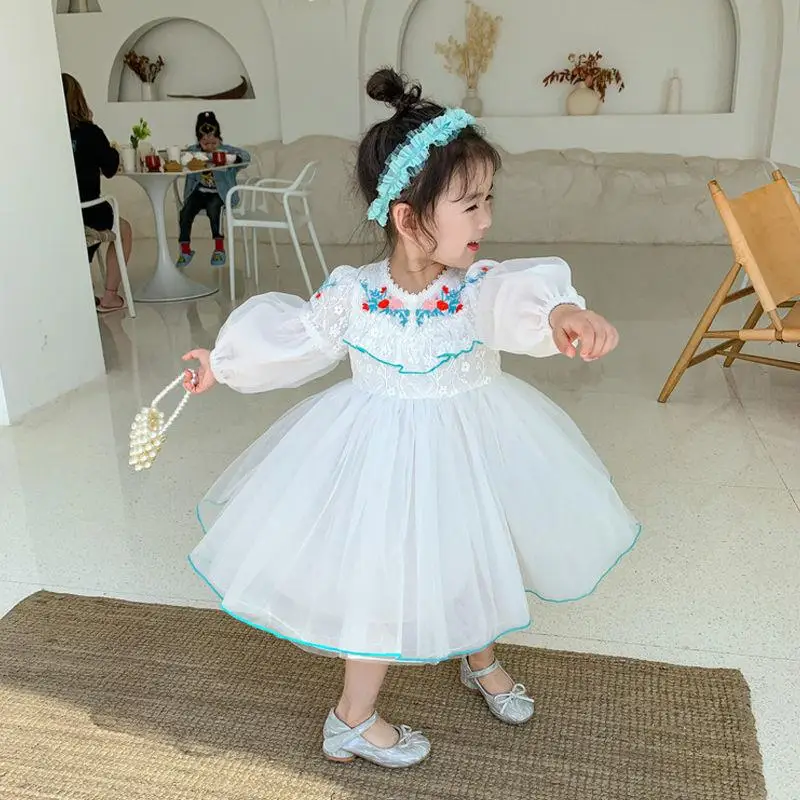 Платье для девочек на возраст 3 4 7 лет с цветочным принтом Сетчатое | Детская