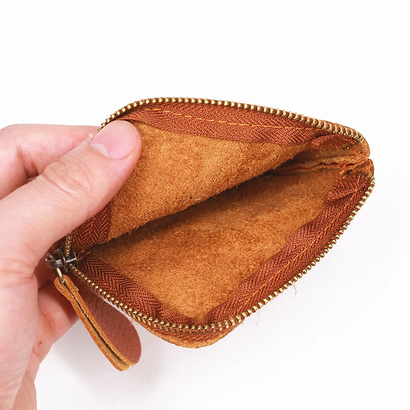 100% Натуральная Кожаная Монетница для Мужчин и Женщин, Винтажный Маленький Мини Короткий Застежка-Молния Монетный Мешок, Держатель Карт, Тонкий Кошелек Мужской Женский.