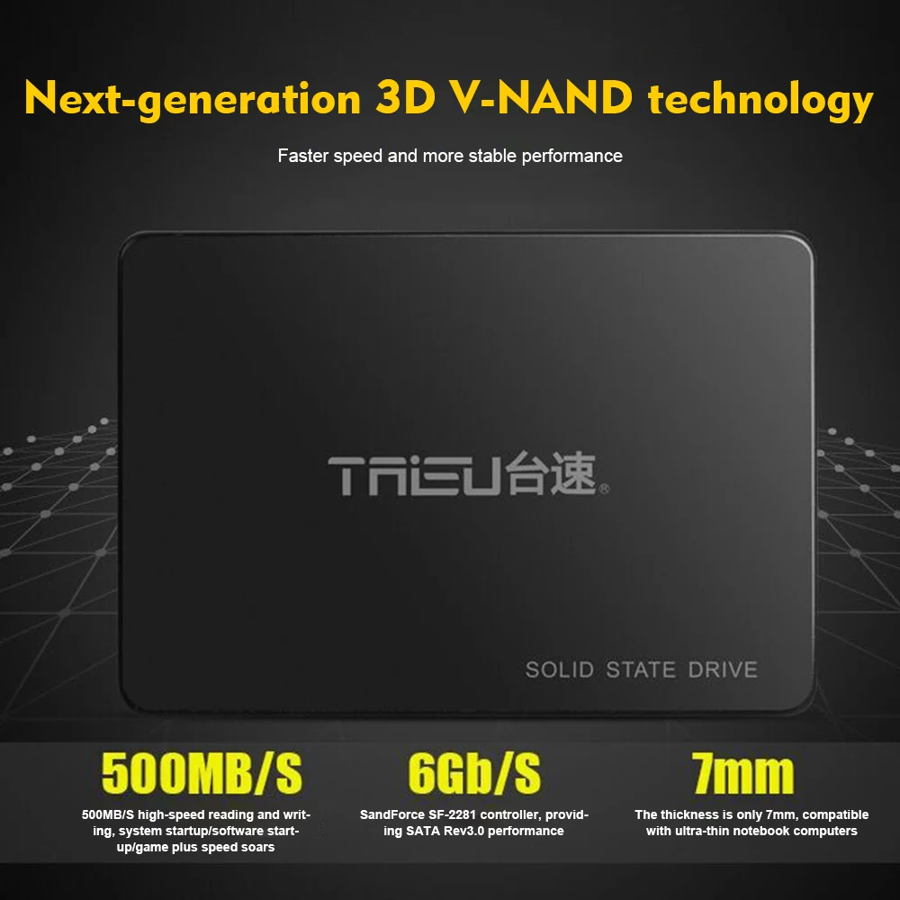 

TAISU SSD 2.5 Inch 64/128/256/512 GB 1/2 TB Computer Desktop Laptop Mobile Hard Disk SATA 5V 1A Solid State Drive