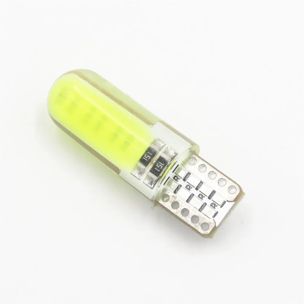 Светодиодная лампа T10 194 2825 WY5W W5W COB с клиновым цоколем из силикагеля 501 силиконовый