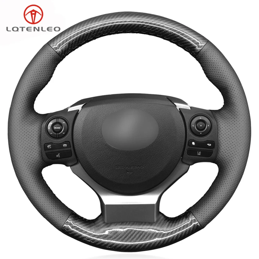 

LQTENLEO Black Leather Carbon Fiber Steering Wheel Cover For Lexus CT200 IS200t IS250 IS300 IS350 NX200 NX200t NX300 RC200 RC2
