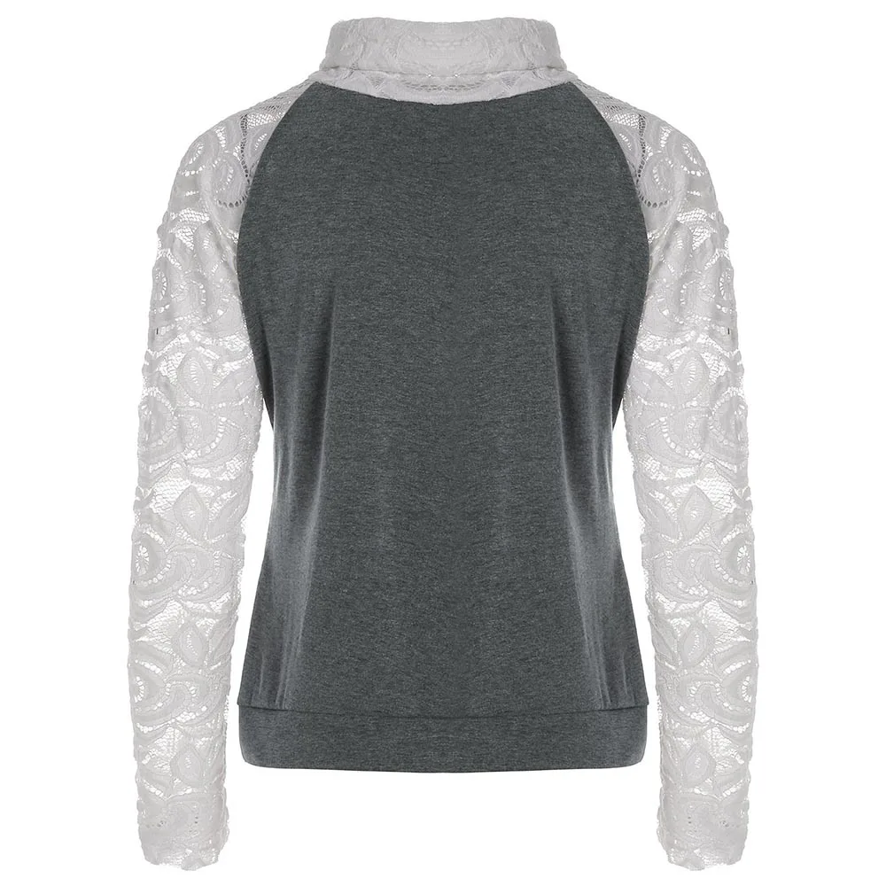 Женская трикотажная футболка с длинным рукавом и высоким воротником | одежда