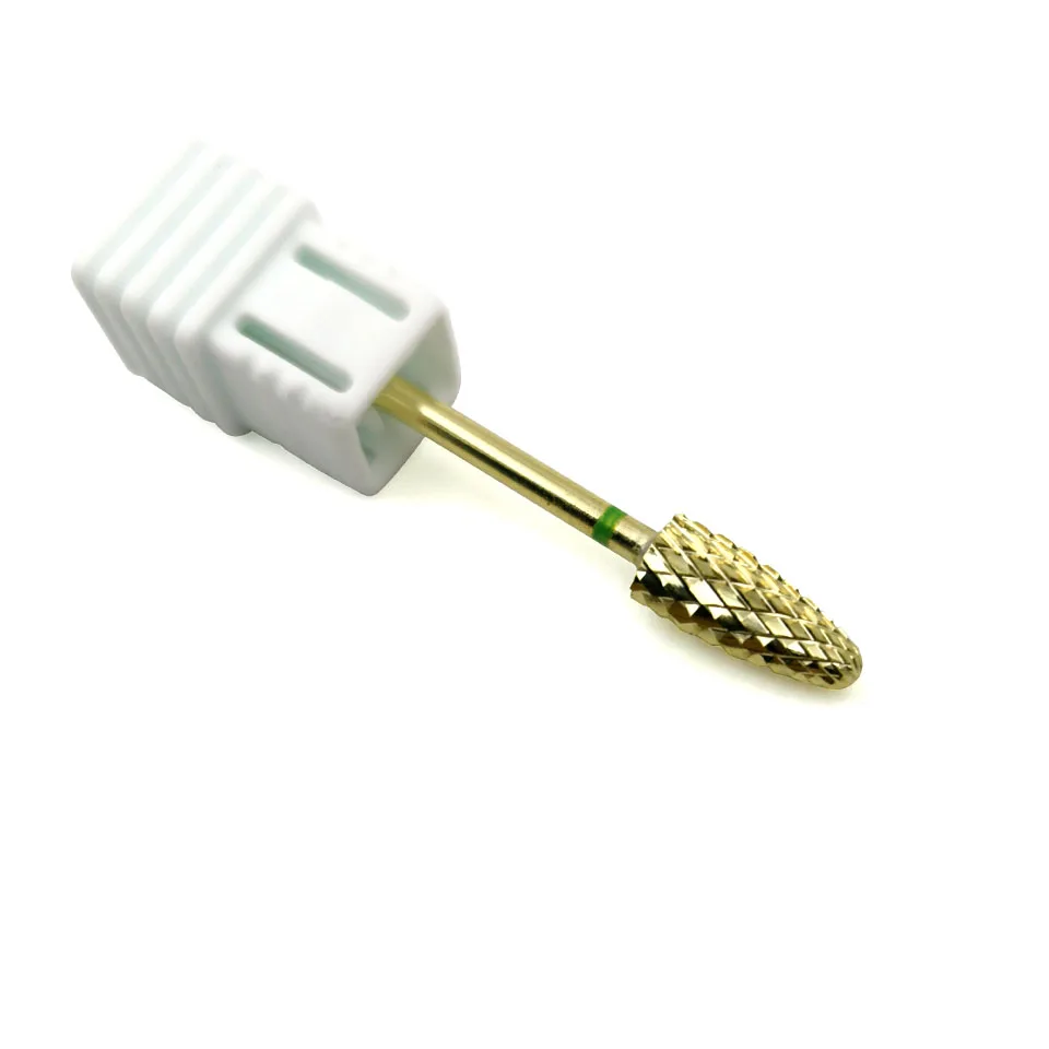 Конические карбидные сверла для ногтей HYTOOS с золотым покрытием 3/32 дюйма