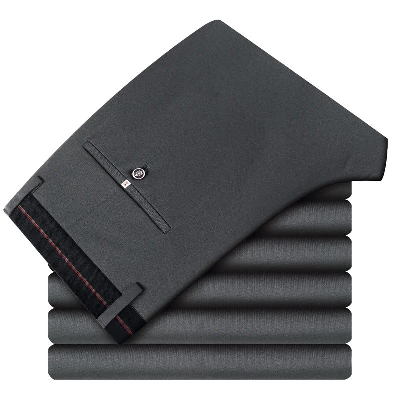 

Summer Business Thin Pant Suits for Men Spring Autumn Male Formal Solid Silk Long Dress Pants Men Baggy Office Trousers