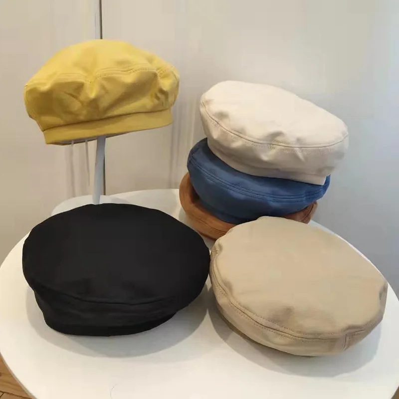 

Autumn Winter Thin Retro Beret Girls Korean Solid Color Cute Painter Hat Ins Japanese Women Military Cap