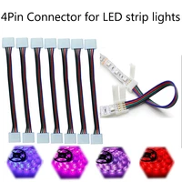 4 pin led strip lights connector 10mm 16 5cm length connector plug wire cable for smd 5050 rgb led strip connectors terminals