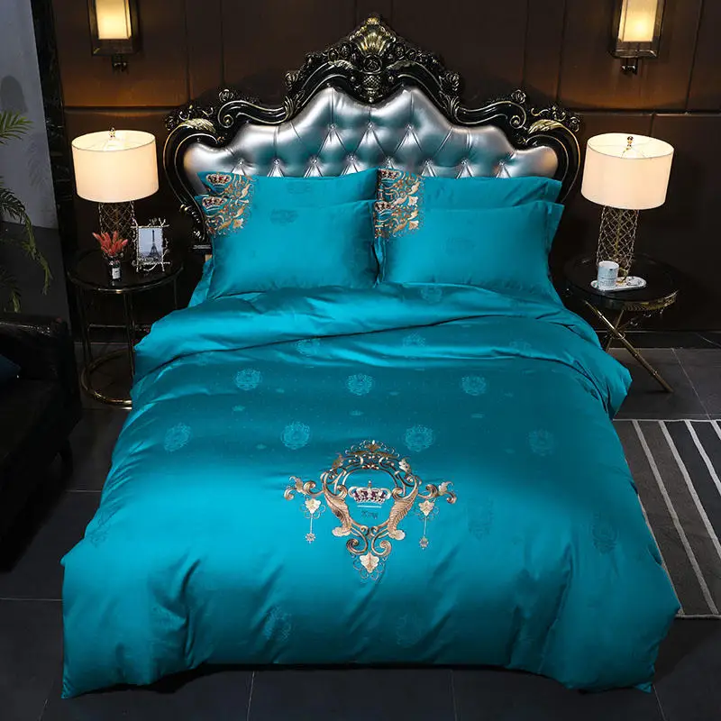 Европейские Роскошные комплекты постельного белья с вышивкой 100% хлопок Египет