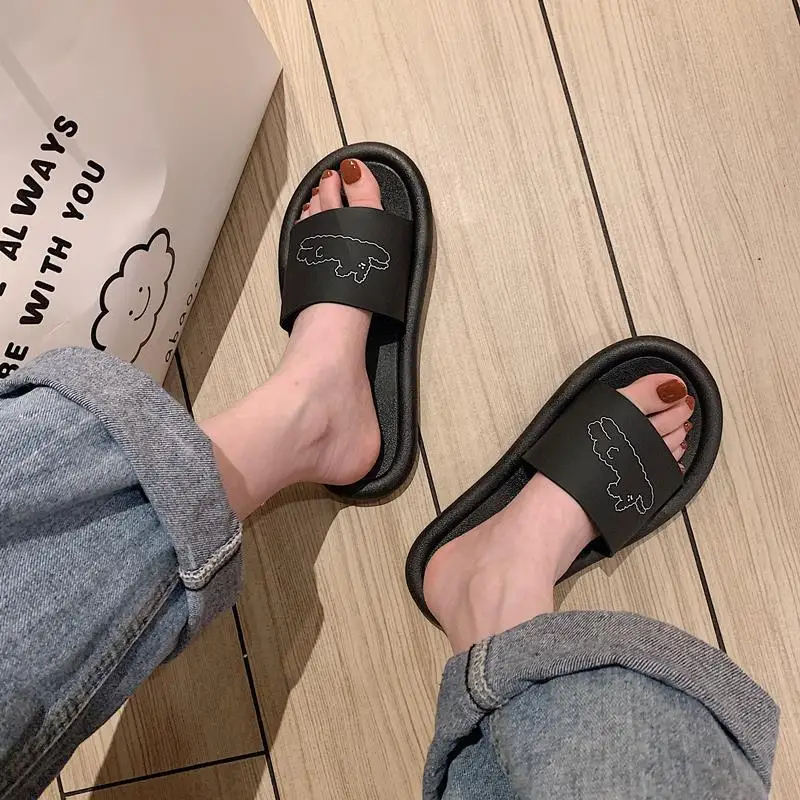 Slippers Female Korean Cute Cartoon Home Bathroom Shower Slippers Slip-resistant Wear-resistant Fluffy Slippers Fashion Shoes