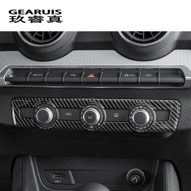 

Car Styling Carbon Fiber Central Air Conditioning Knob Frame Decoration Cover Stickers Trim For Audi Q2L Q2 Interior Accessories