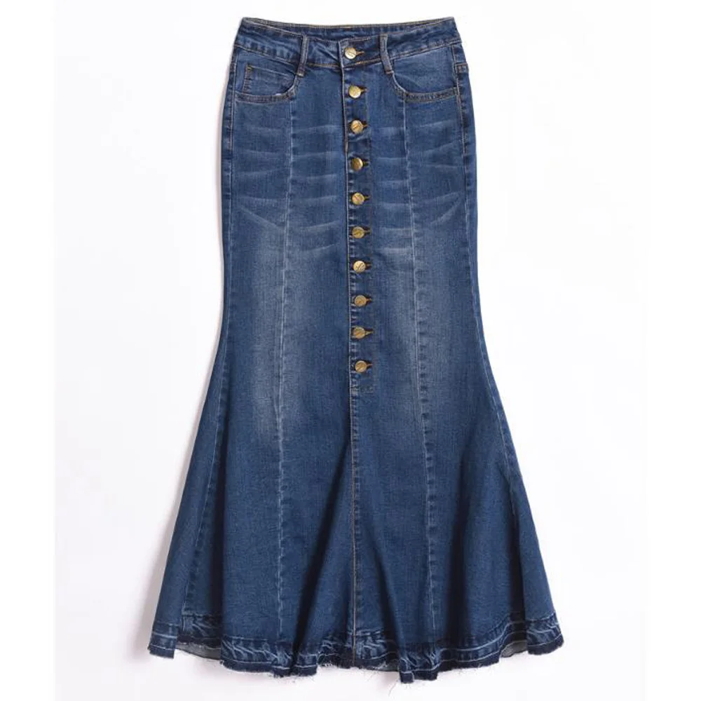 

Autumn Women's High Waist Bodycon Long Fishtail Denim Skirt