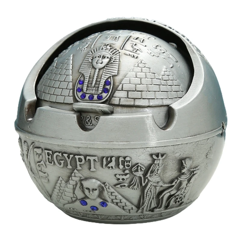 

Creative Ashtray With Cover Cigar Living Room Home Car Ancient Egypt Windproof Metal Anti-fall High-end Ashtray Home Decoration