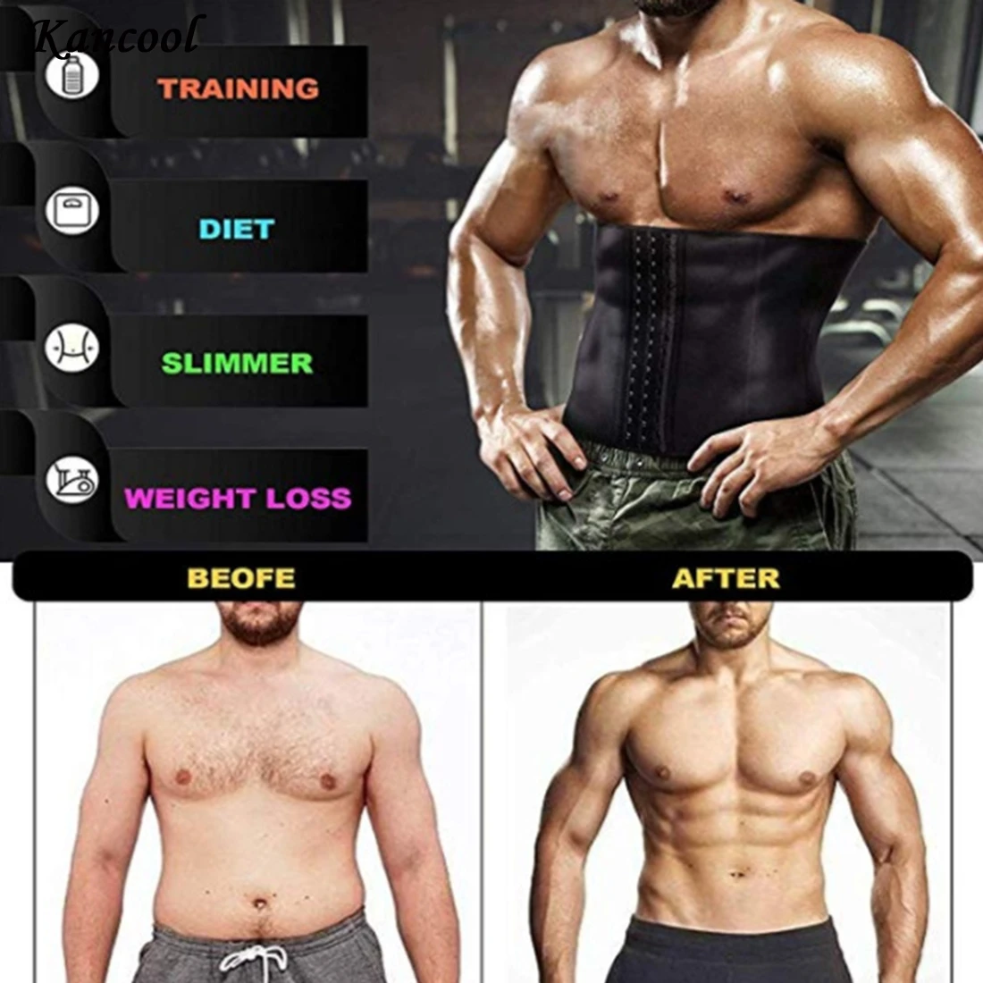 

KANCOOL Neoprene Man Shaper Male Waist Trainer Cincher Corset Male Body Modeling Belt Tummy Slimming Strap Fitness Shapewear
