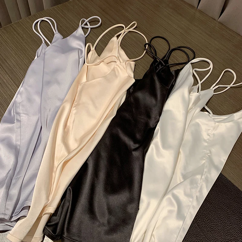 

Korean Fashion Silk Tank Top Women Satin Office Lady Sexy Blouse Sleeveless Satin Tops for Women Plus Size Clothing for Women