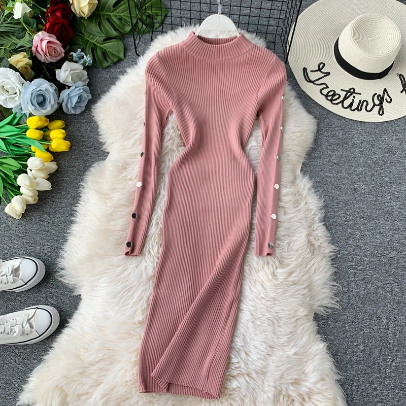 Женское трикотажное платье с длинным рукавом Gagarich однотонное стрейчевое средней