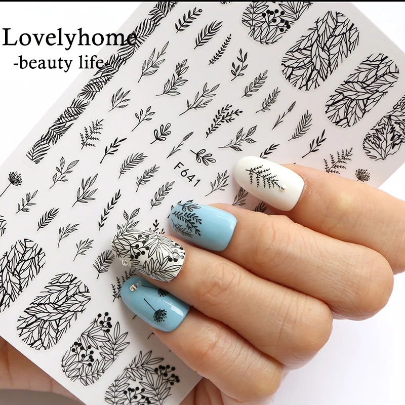 1 шт. 3D наклейка для ногтей самоклеящиеся осенние листья тростник трава Одуванчик
