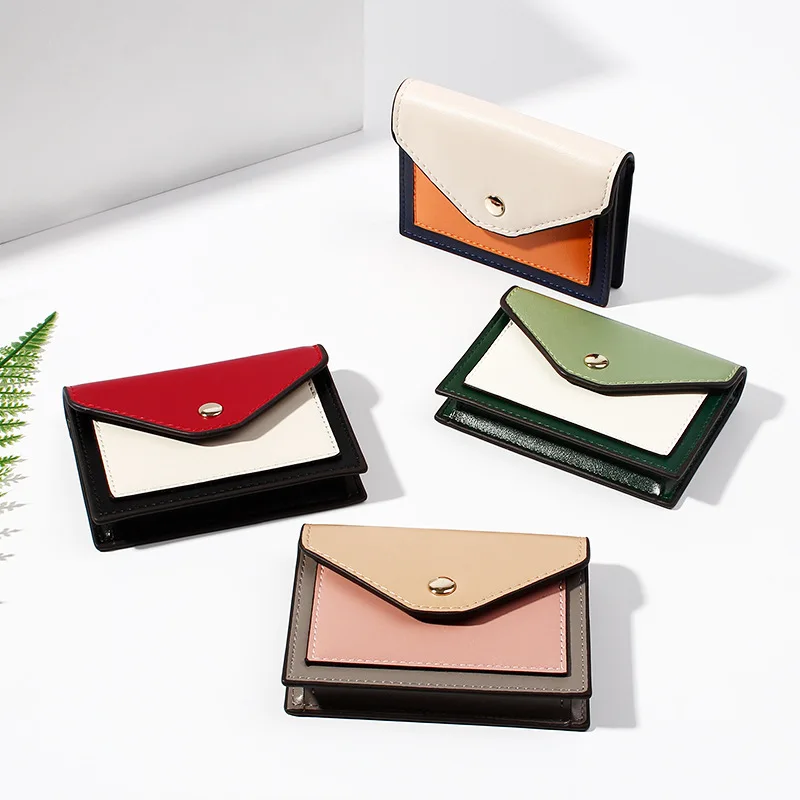 

Contrasting Color Wallet Large Capacity Buckle Stitching Mini Card Holder Women Coin Purse Female Korean Style Clutch Bag