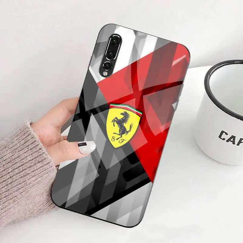 

Luxury Car Ferrari Phone Case Tempered Glass For Huawei P9 10 Plus 20 Pro Mate9 10 20 20pro Honor7A 8X 9 10 Nova3i 5