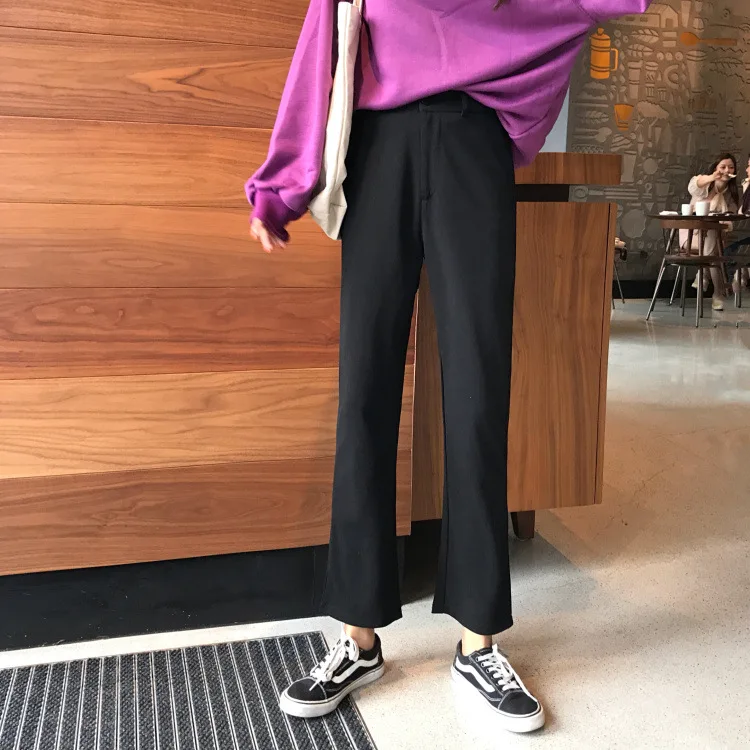 

Autumn 2020 new of the net red high-waisted black pants women show thin with loose-fitting micro-horn nine-point pants tide