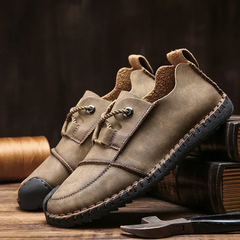 

Men Leather Casual Shoes Luxury Brand Mens Loafers Moccasins Breathable lace up Black Driving Loafers Shoes Plus Size A52-19