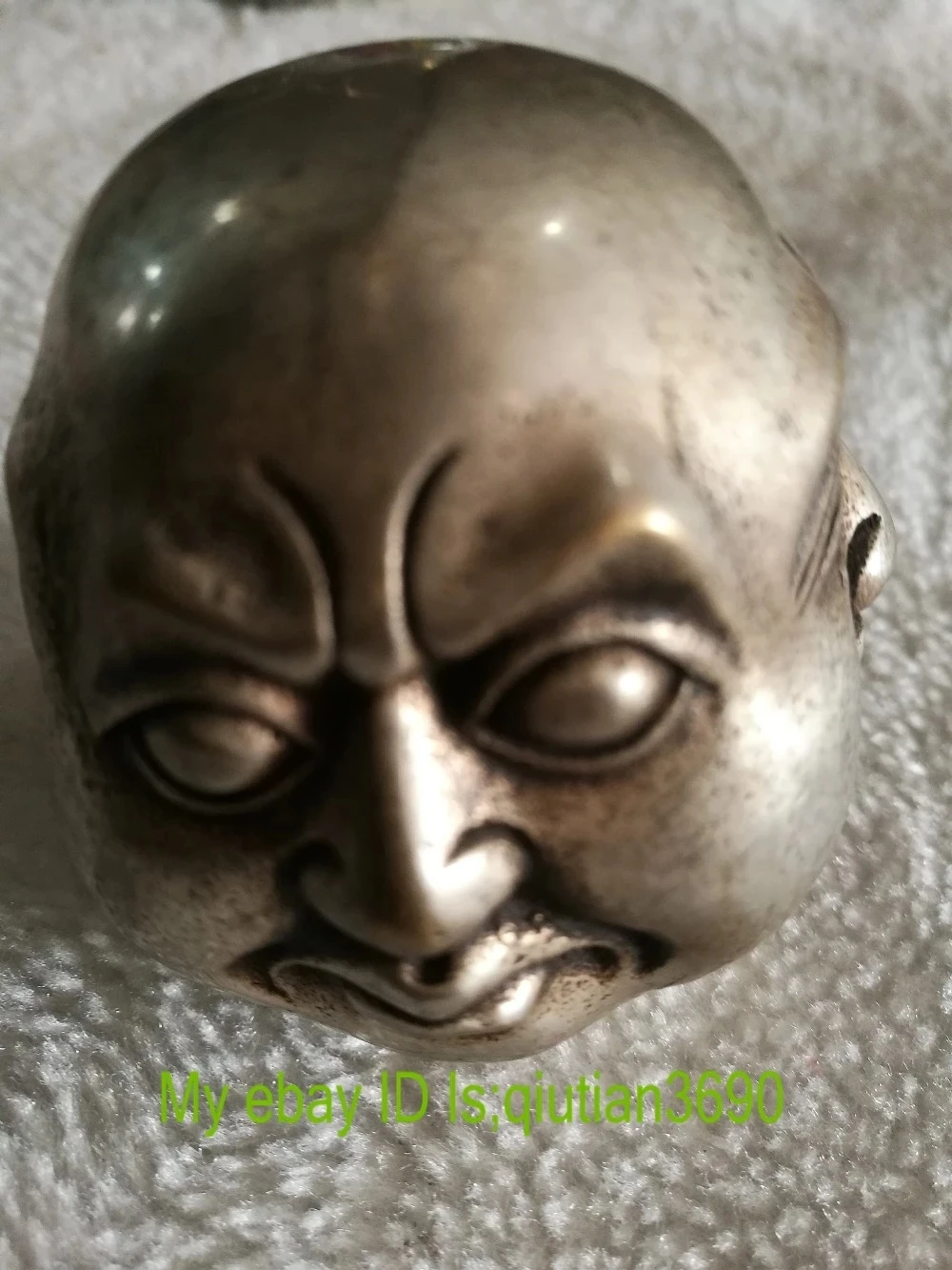 

CHINEA FOLK Collection Old Carved Tibetan Silver Four Sided Buddha