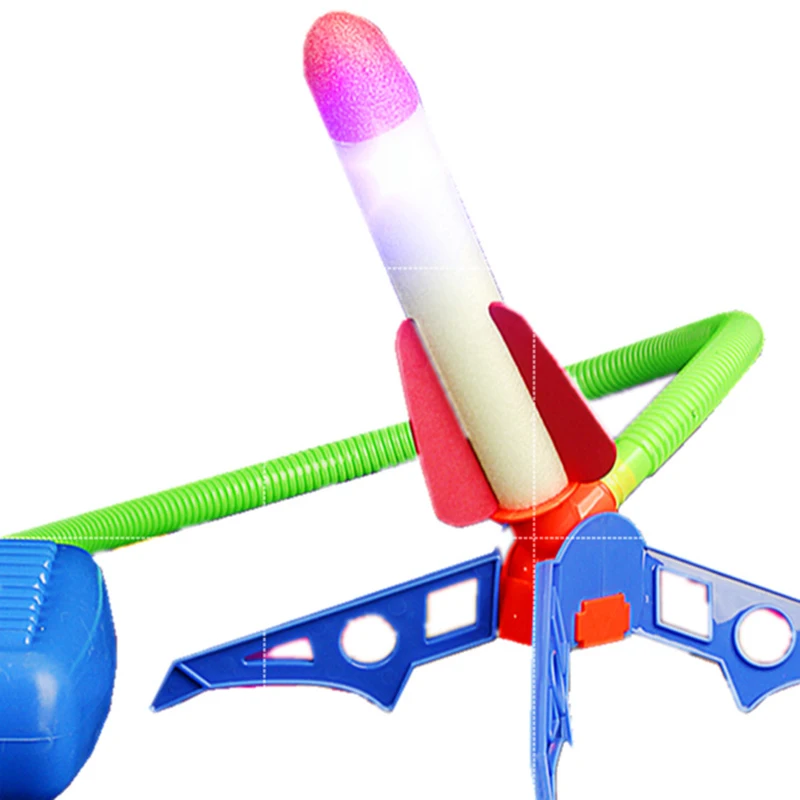 

Outdoor Kids Air Pump Jump Stomp Blower Gun Model Foam Flashing Launcher Rocket Pop Up Toy Children Boys Home Sports Game Toys