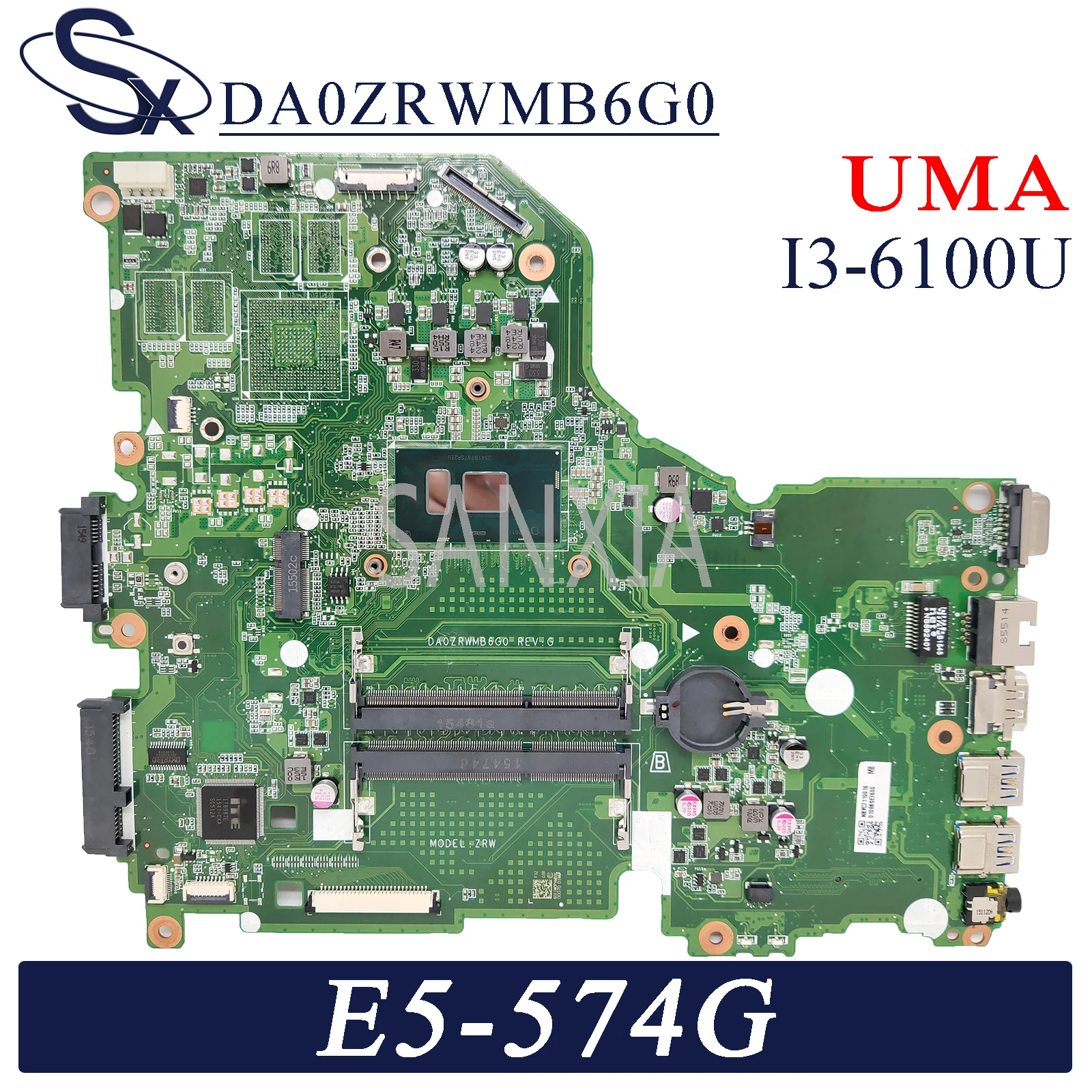 

KEFU DA0ZRWMB6G0 Laptop motherboard for Acer Aspire E5-574G original mainboard I3-6100U UMA