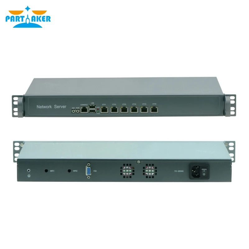 Причастник 1U 6 гигабитных портов LAN Мини ПК Intel Atom D525 pfsense сетевая серверная стойка