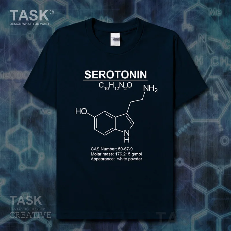 Мужская футболка с коротким рукавом Serotonin летняя молекулярной формулой для