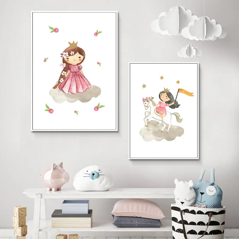 Декор для комнаты маленьких девочек холст рисунок мультяшный постер с
