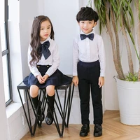 children cotton japanese korean school uniforms girls boys white shirts navy blue skirt pants kindergarten clothing sets outfit