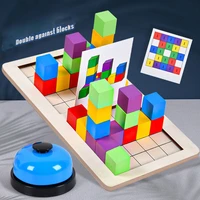 wooden 3d building blocks teaching aids desktop double game parent child interactive imagination montessori education toys