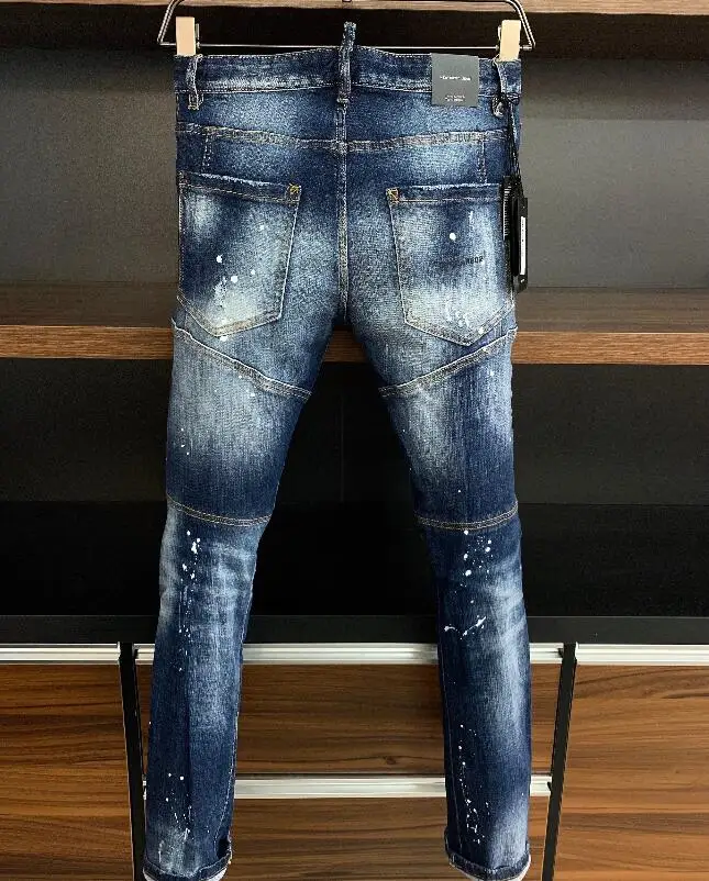 Men designer jeans for men Authentic classic dsquared2 Biker Hole Jeans  Men Pants  Embroidered Trousers A378
