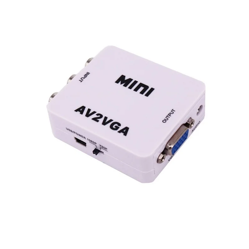

AV To VGA HD Video Converter Mini AV2VGA Small White Box Video Converter Signal Conversion Without Driving 1080P