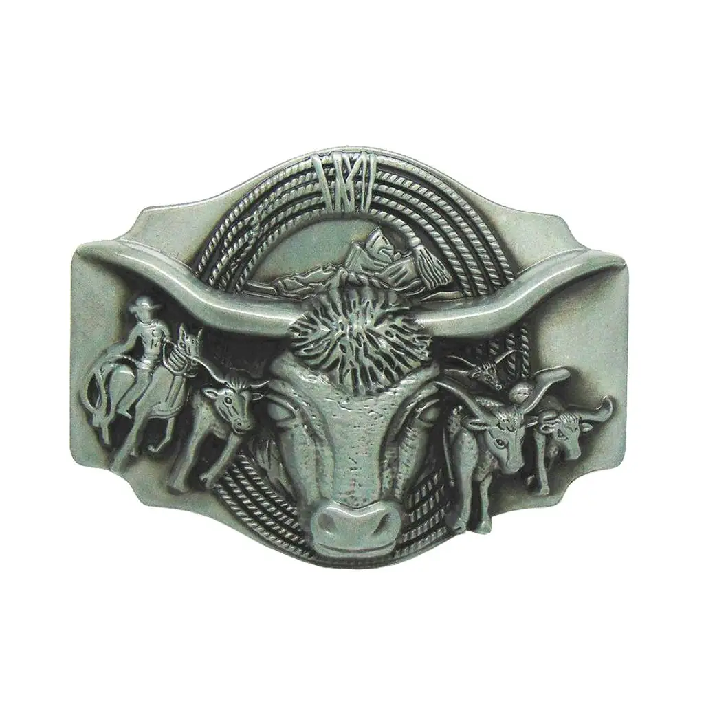 

Antique Silver Matador Bullfight Shape Metal Men's Cowboy Belt Buckle