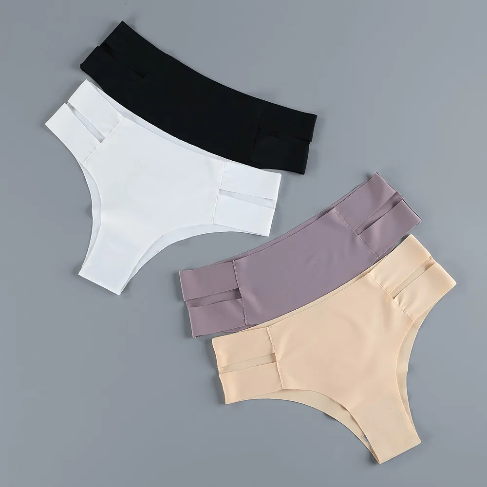 

Seamless Panties Women Brief Ultra-thin G-string Low Rise Intimate T back Lingerie Female Solid Color Breathable Thong Underwear