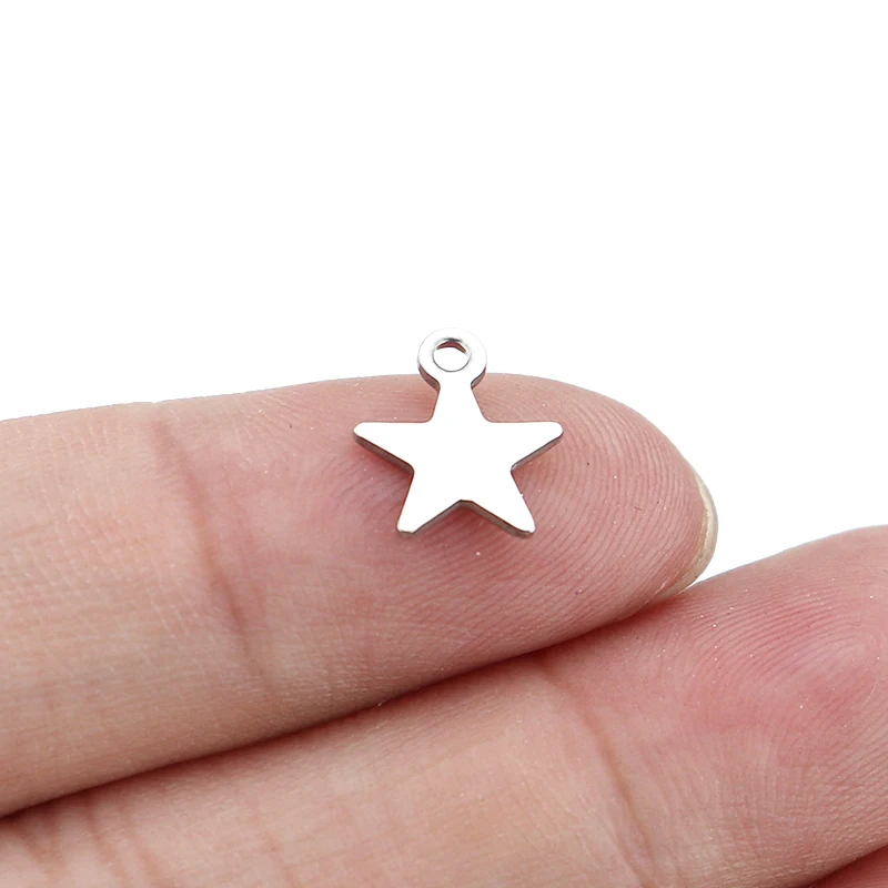 star Semitree, 50 шт., нержавеющая сталь, маленький крест, подвеска в виде сердца, сделай сам, ожерелье, фурнитура, браслет, ювелирное изделие, конечный хвост, цепи - Окраска металла: star
