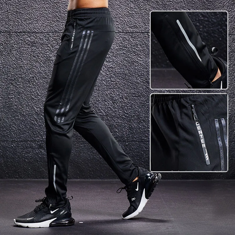 

Casual Sports Pants Men's Jogging Sports Pants Zipper Pocket Football Training Basketball Football Trousers Men's Stripes