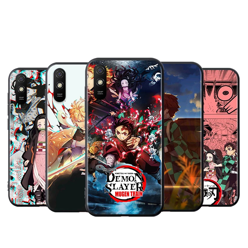 

For Xiaomi Redmi K40 Gaming K30i K30T K30S K30 Ultra K20 10X Pro 5G Black Phone Case Anime Demon Slayer Silicone Cover