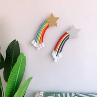 ins nordic lucky star rainbow tapestry tassels hand woven pendant girls room decorations wall hanging ornaments photo props