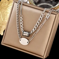 inserts no fading stainless steel double necklace fashion lucky beads worn alone charm pendant gift for women jewelry