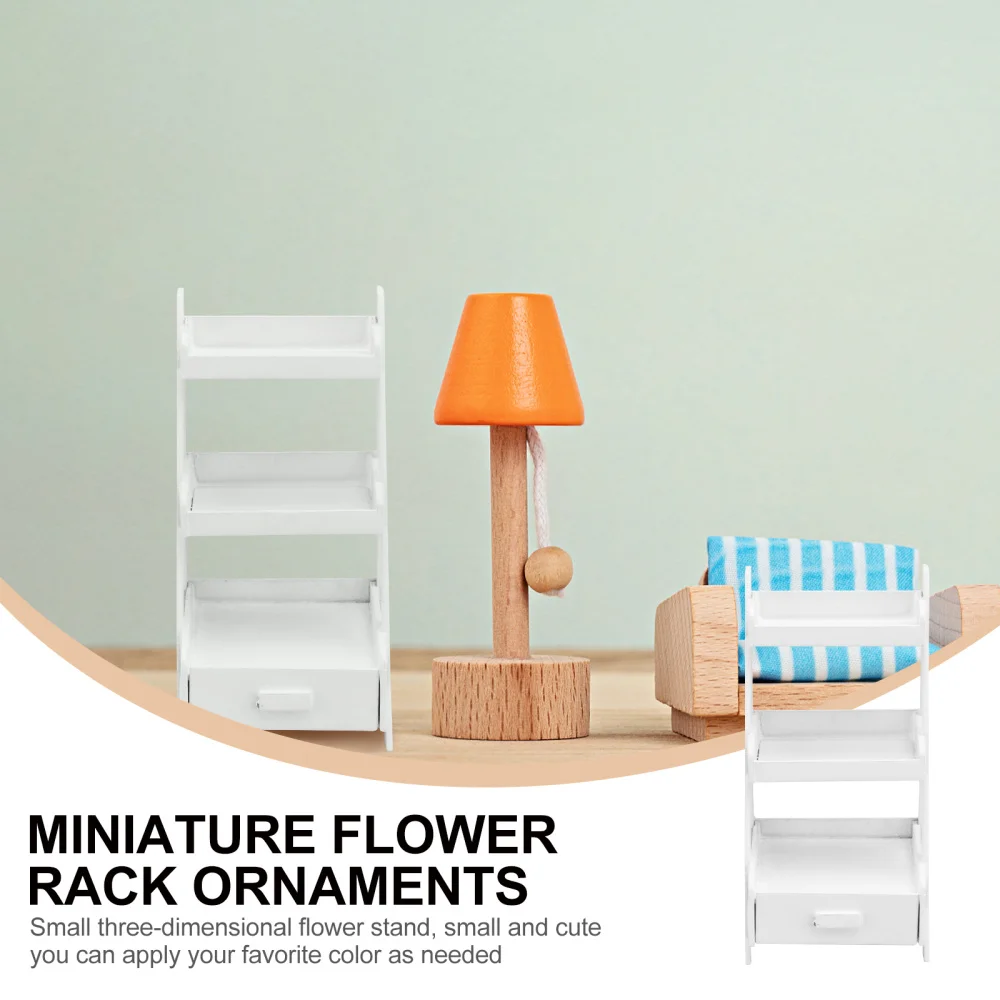 

1pc Mini House Storage Rack Ornament Simulation Furniture Layout Decor(White)