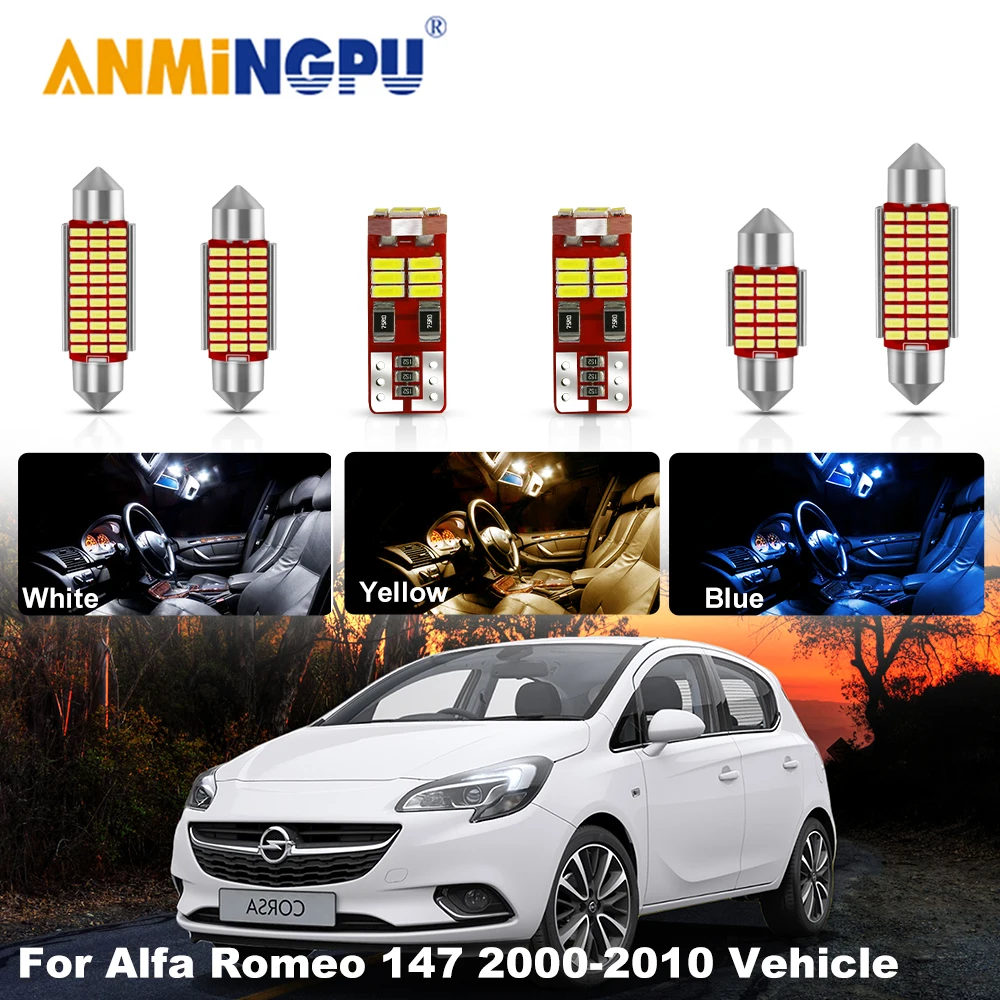 

Комплект автомобильных внутренних фонарей для Alfa Romeo 147 (2000-2010), аксессуары для автомобильных ламп, 9 шт.
